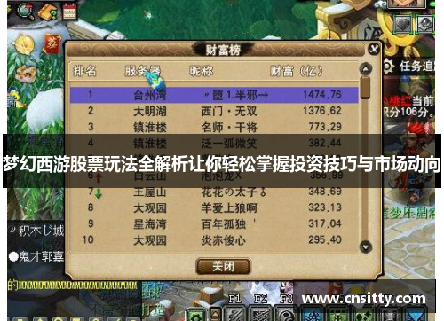 梦幻西游股票玩法全解析让你轻松掌握投资技巧与市场动向
